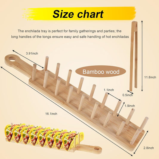 YeeBeny Wood Taco Holder, Bamboo Taco Holders, Each Holds 8 Tacos Each Taco Tray, Taco Holder with Taco Rack for Tortillas Burritos Charcuterie(2 Set)