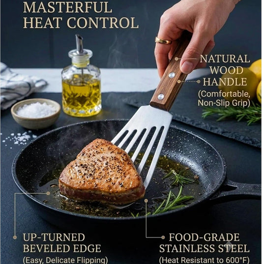 Fish Spatula Stainless Steel, Metal Slotted Spatula for Non-Stick Cookware Fish Flexible Spatulas Turner for Kitchen Cooking Barbecue Egg Grill