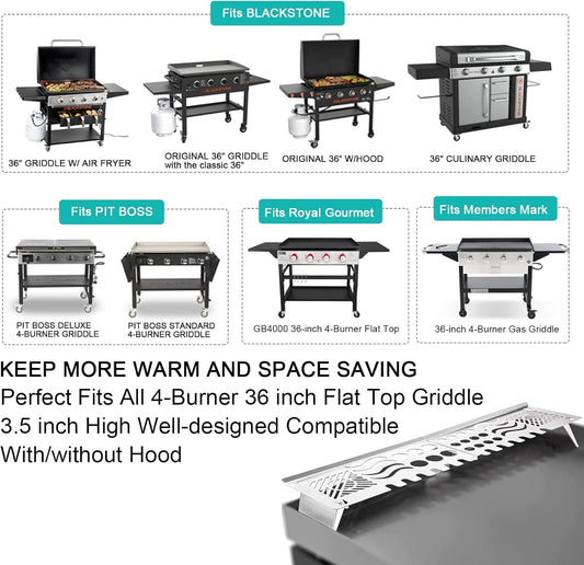 Utheer 2-Pack Griddle Warming Rack for Blackstone 28" Griddles, Stainless Steel Flat Top Grill Accessories | Reversible Rack Adds Prep Space, Foldable Clip-On Design Expands Cooking & Holding Area
