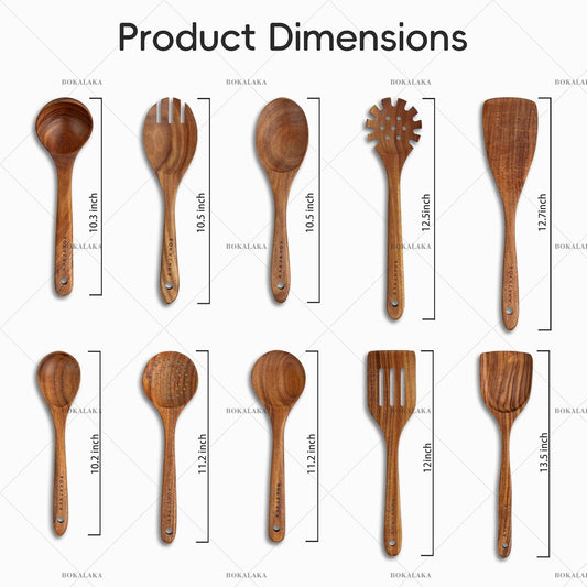 Wooden Spoons for Cooking, Natural Teak Wooden Kitchen Utensils Set Wooden Utensils for Cooking Wooden Cooking Utensils Wooden Spatulas for Cooking (10)