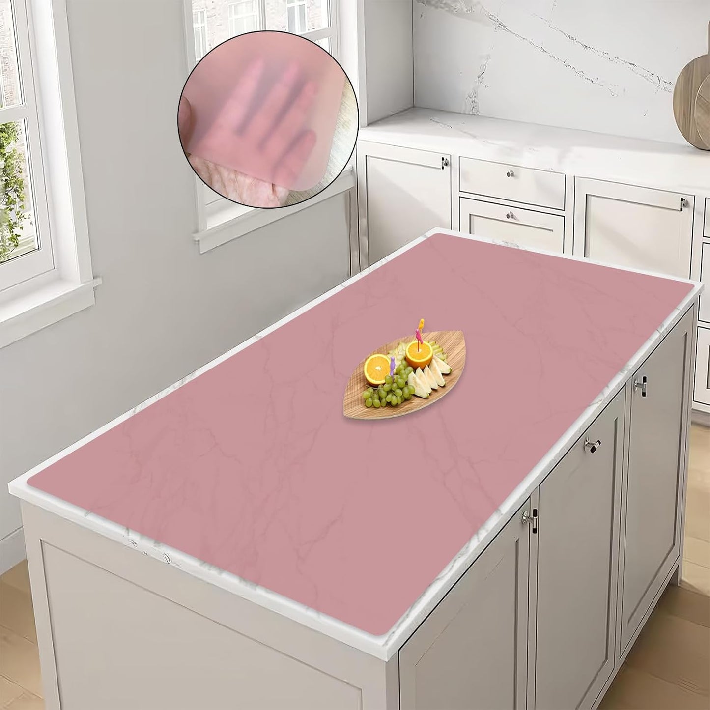 78.7"x23.6" Large Silicone Mat for Kitchen Counter, Heat Resistant Non-Slip Countertop Protector, Waterproof Silicone Craft Mat for Kitchen Island, Semitransparent