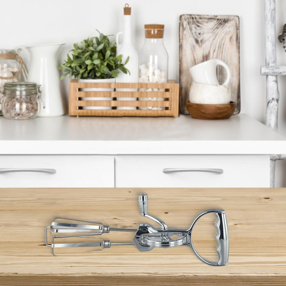 Manual Rotary Egg Beater With Stainless Steel Mixing Head And ABS Handle, 360 Degree Hand Crank Whisk For Kitchen Cooking Baking, Semi-Automatic Mixer Tool Saves Time Effort Easy Clean Dishwasher Safe