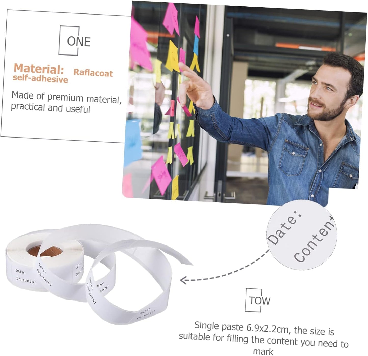 DOITOOL Writable Blank Sticker Labels 1 Roll of Food Marked Classified Stickers for Easy Organization and Date Tracking Removable and Waterproof for Kitchen and Storage