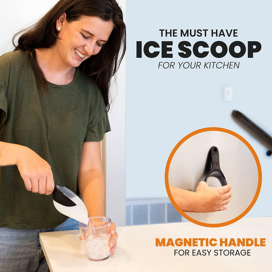 Spring Chef Magnetic Ice Scoop for Freezer, BPA-Free Food Scooper, Black