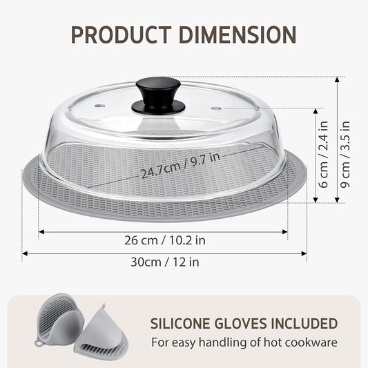 Syntus Glass Microwave Splatter Cover for Food, 10 Inch Lead & BPA Free