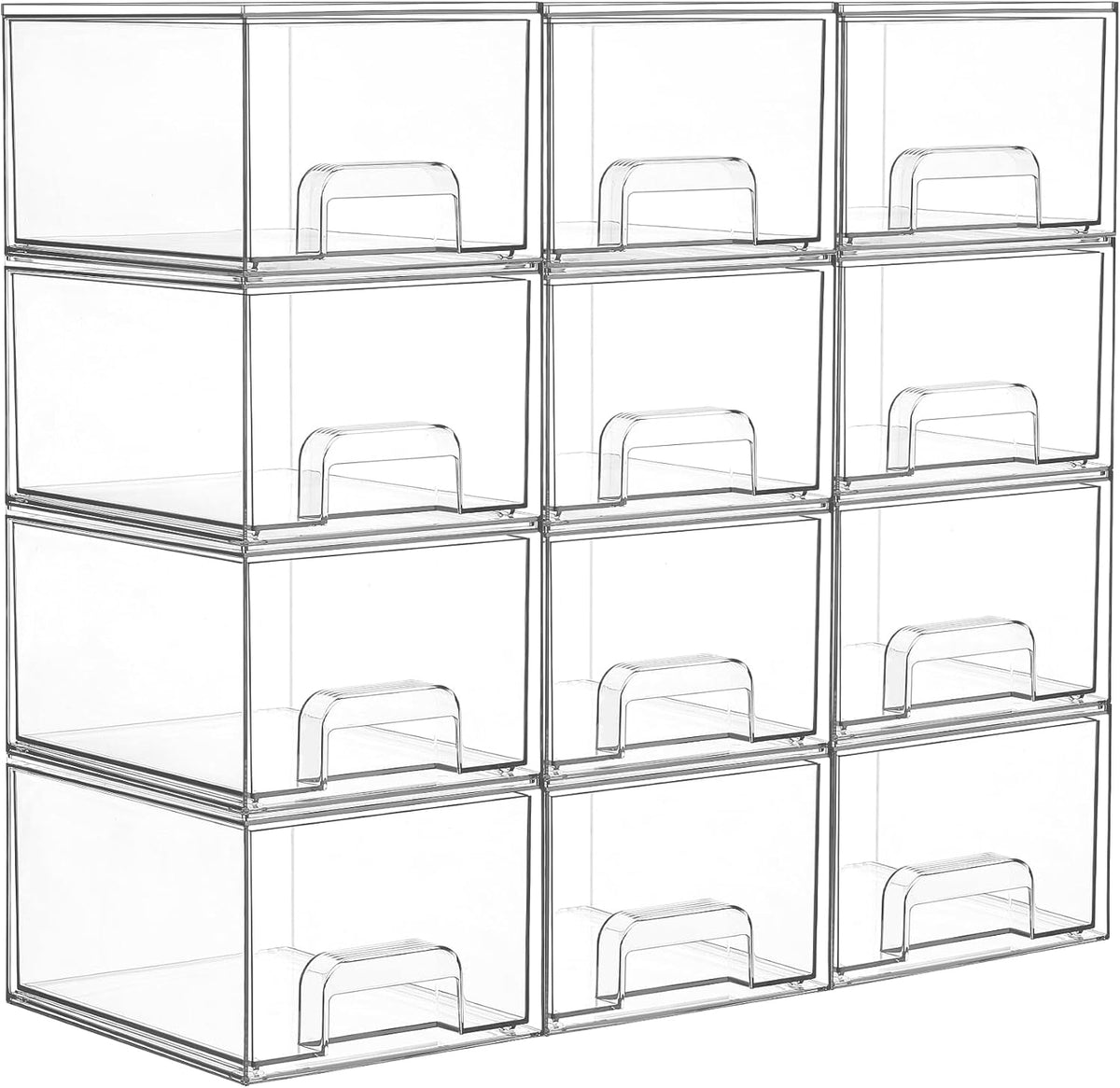 Vtopmart 10 Pack Small Clear Stackable Storage Drawers, Acrylic Bathroom Makeup Organizer, Plastic Storage Bins For Vanity, Undersink, Kitchen Cabinets, Pantry, Home Organization