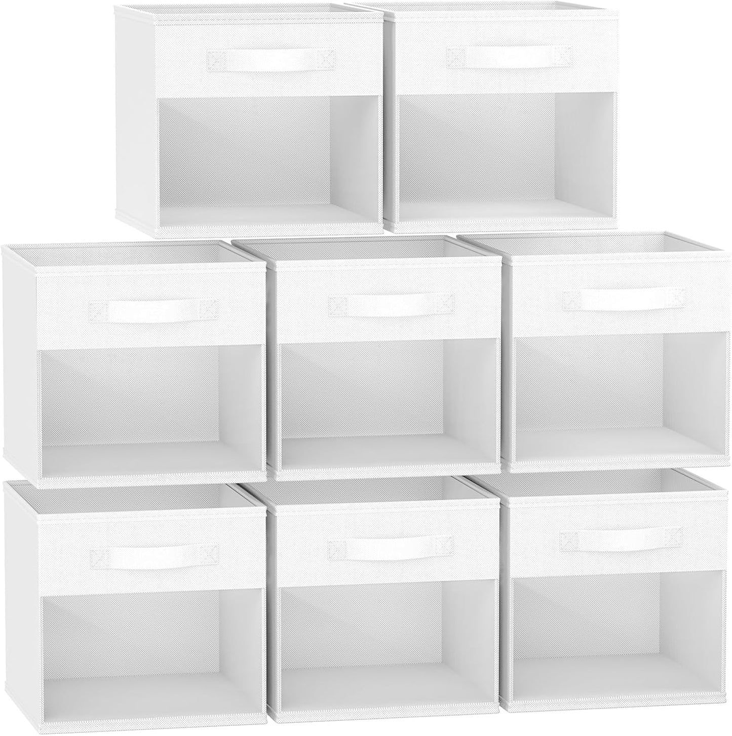 DIMJ Storage Cubes, 11x 11 inch Cube Storage Bin, 6 Pack Closet organizers and storage Bins with Window, Collapsible Baskets with Handle for Shelves, Clothes, Toys, Books (Grey)