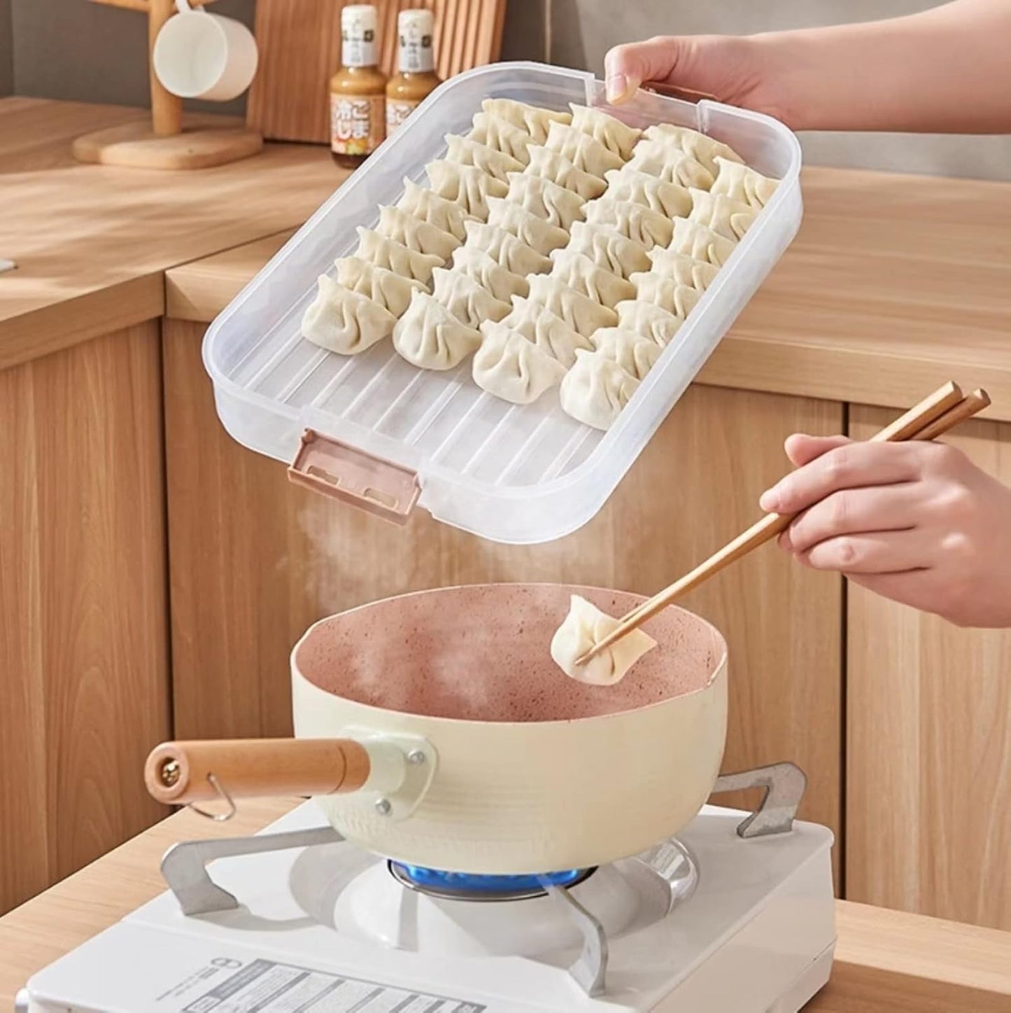 MANHONGYU 4-layer Food Storage Containers,Plastic Cookie Containers,Stackable Cookie Carrier, Dumpling Storage Box