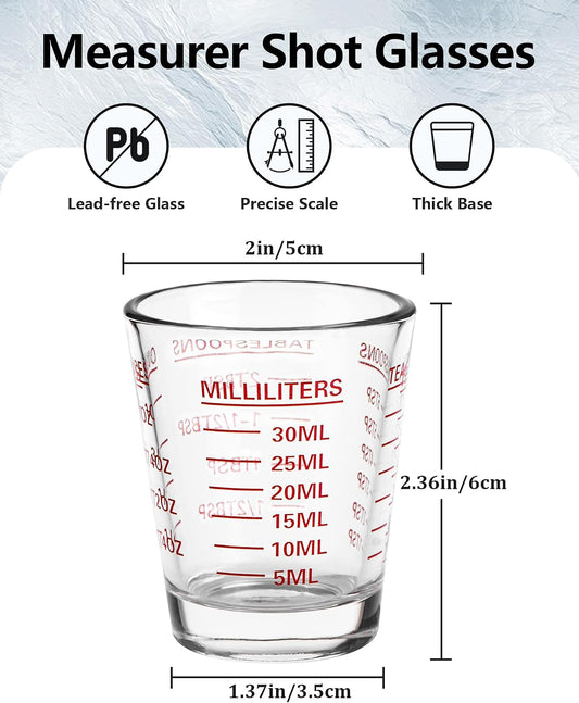 Shot Glass Measuring Cup Set, Espresso Shot Glasses (Red)