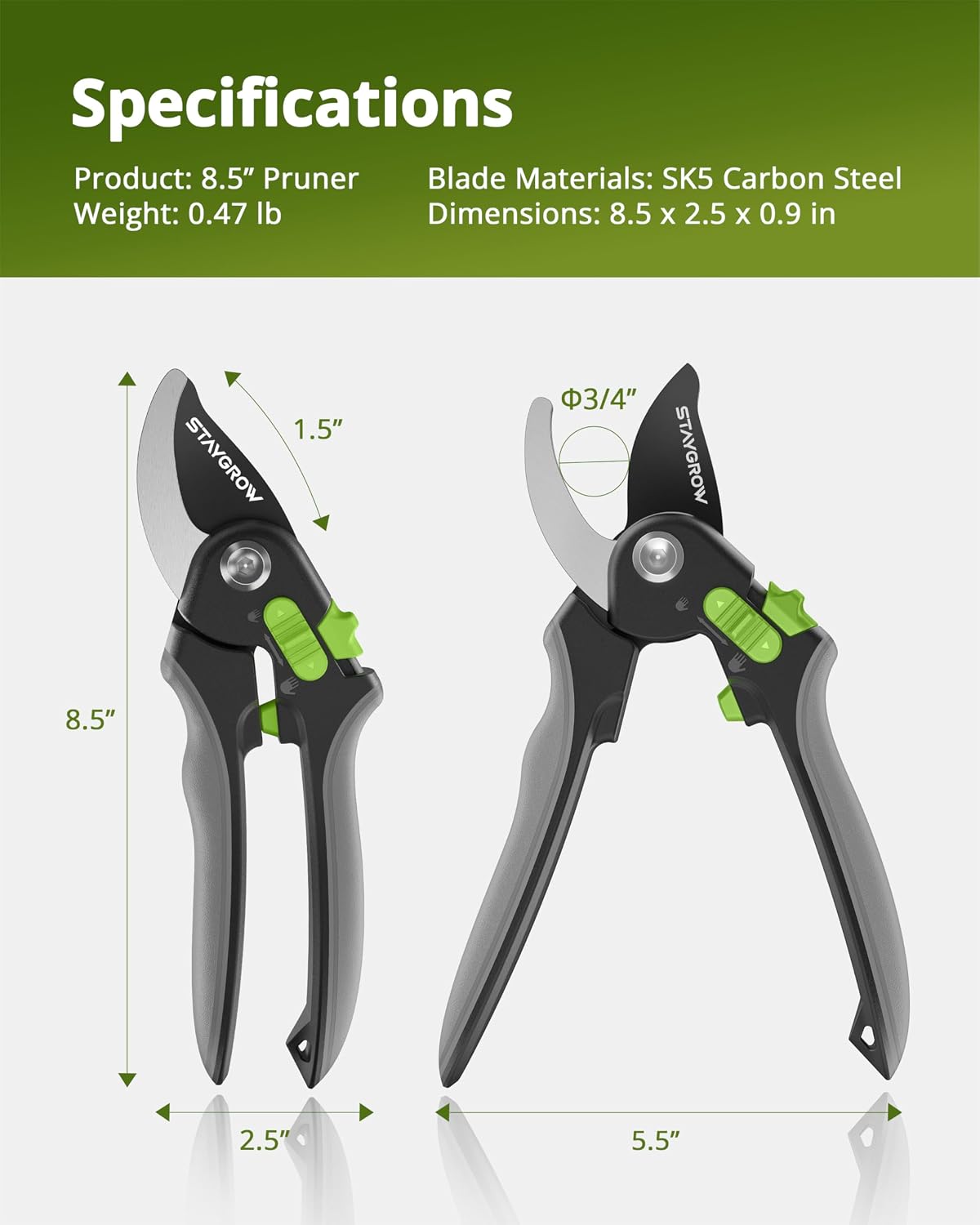 2pcs 6.5" Pruning Shears for Gardening Ultra Sharp Garden Scissors