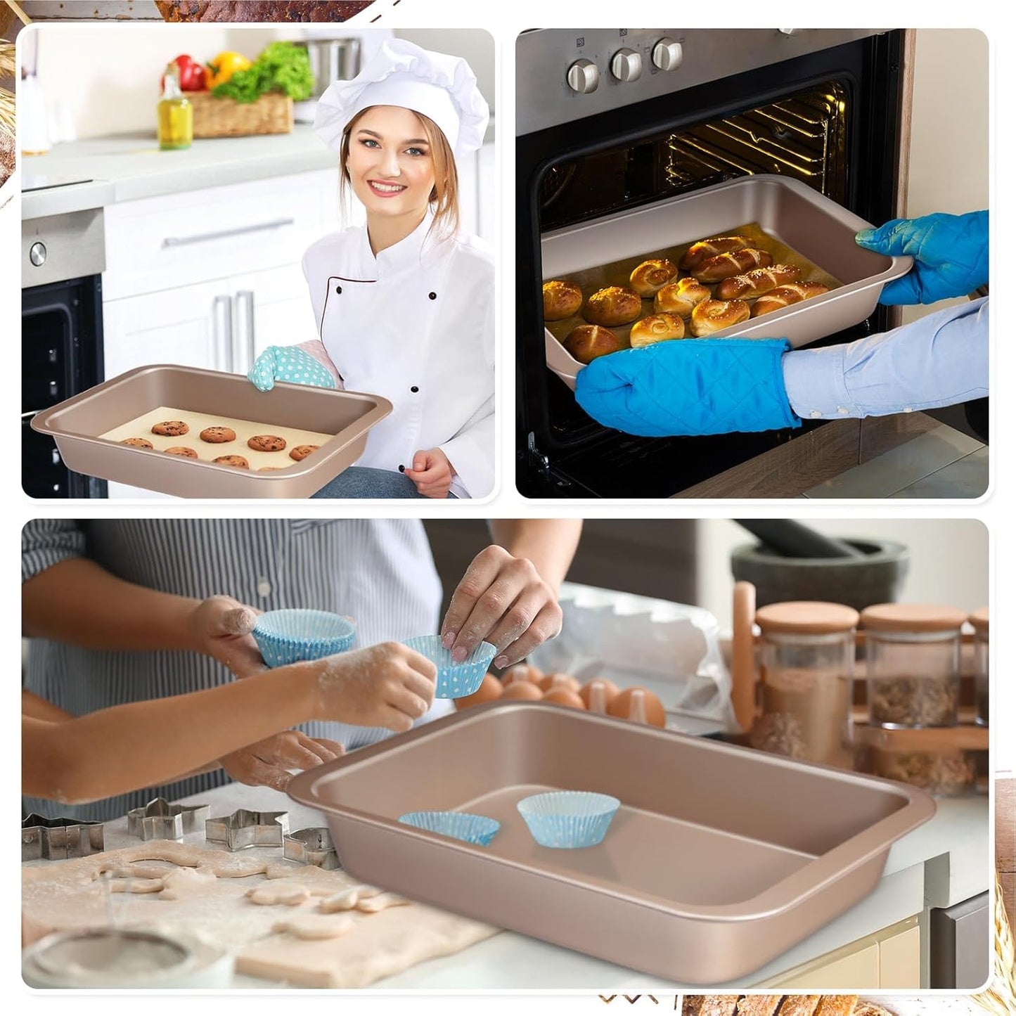 Qinyoung 1 Pcs Cake Baking Pan with Lid and Handle, 9 x 13 Inch Non-stick Rectangle Sheet Cake Pan Carrier for Brownie Roasting Cooking Baking (Black)