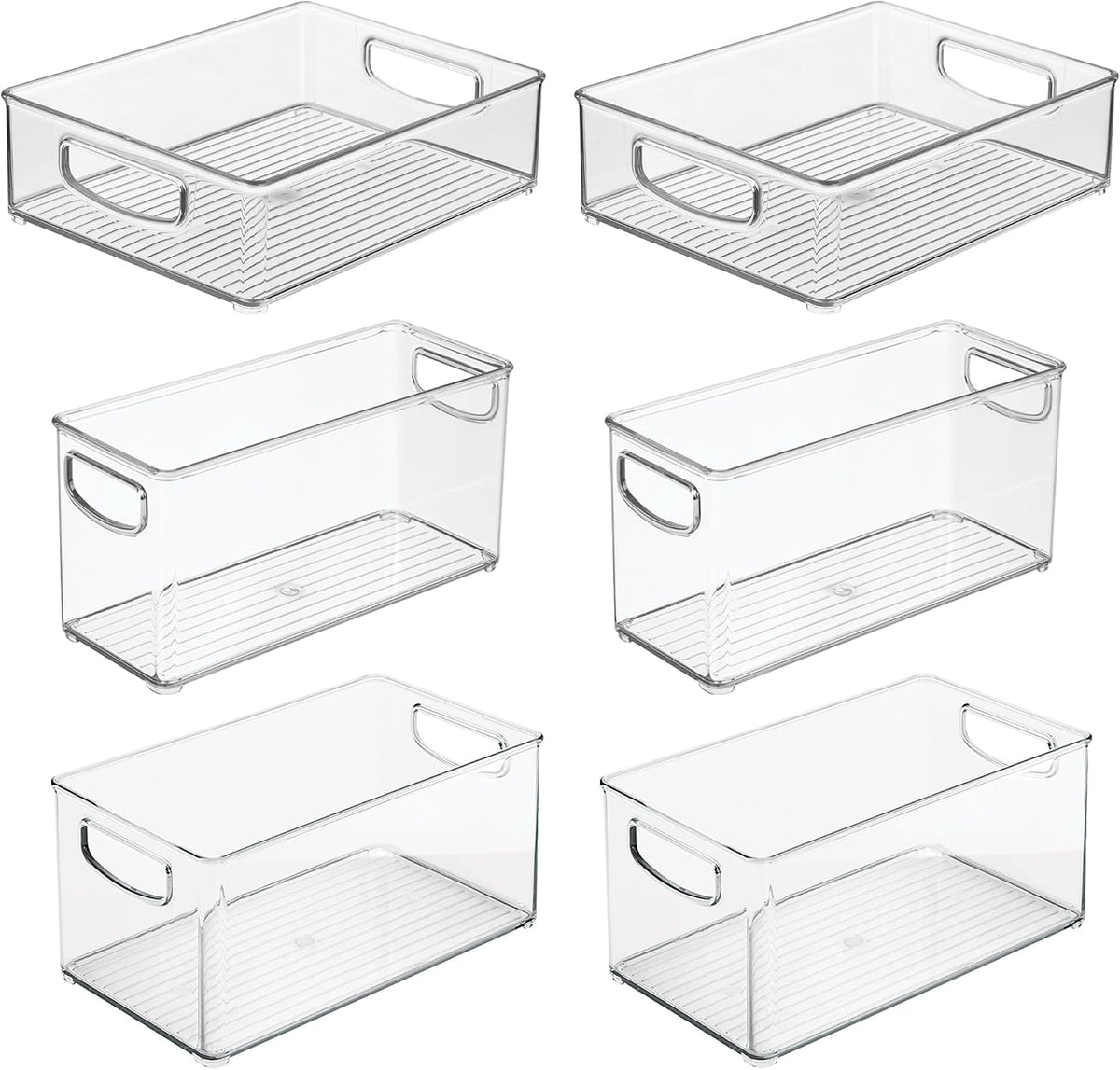 iDesign Stackable Pantry Bins with Handles, 4 Small and 4 Medium Bins, 8 Pack, Clear, Made in USA