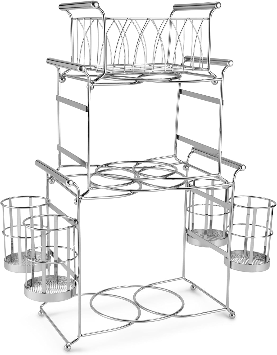 Sorbus® Buffet Caddy — 7-Piece Stackable Set Includes Plate, Napkin, and Silverware Holder, 3-Tier Detachable Tabletop Organizer — Ideal for Kitchen, Dining, Entertaining, Parties,Thanksgiving (Black)