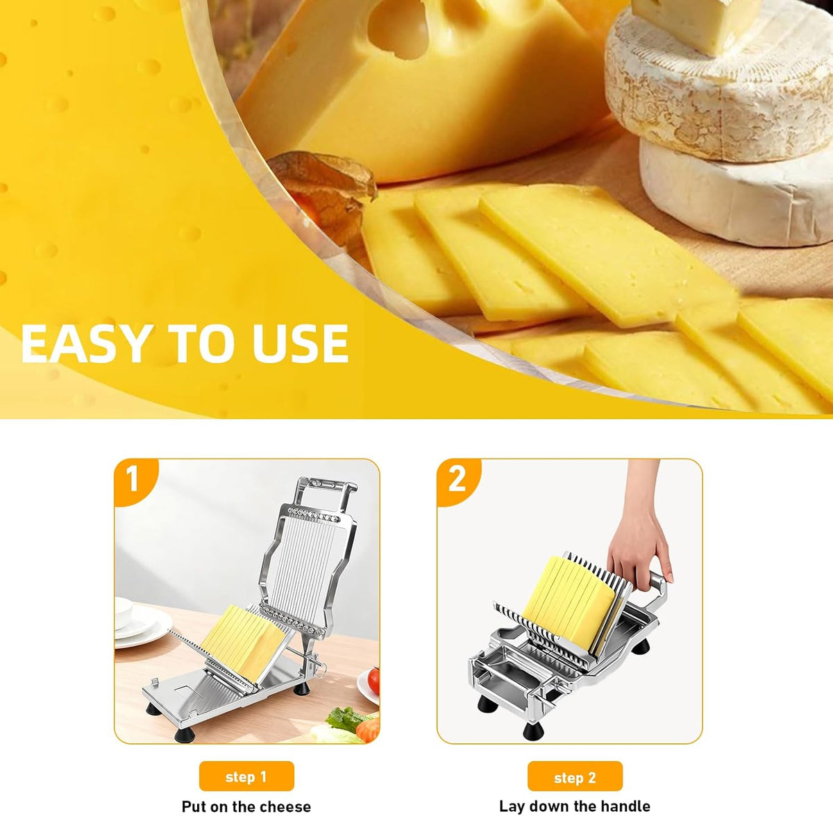 Commercial Cheese Slicer With Wire1 cm & 2 cm Cheese Cutter Butter Cutting Board Machine Aluminum Alloy Commercial Cheese Slicer with 316 Stainless Steel Wire Kitchen Cooking Baking Tool