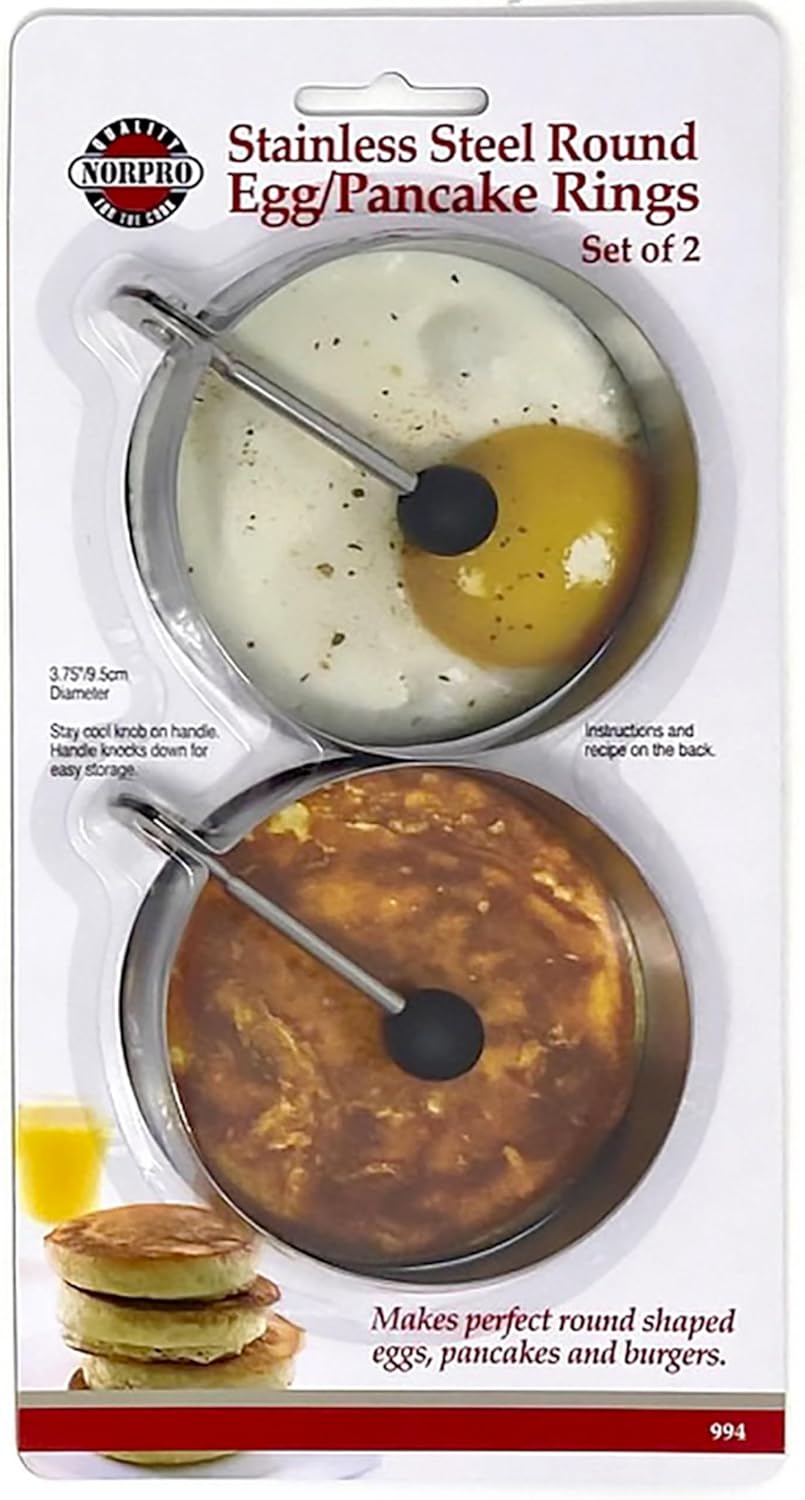 Norpro Stainless Steel Round Egg/Pancake Rings, 3.75", Silver