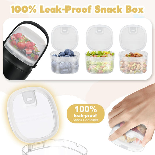 2 - in - 1 Soup Thermo for Hot Food 14oz with Snack Box Container Leak Proof Insulated Lunch Container Kids and Adults Stainless Steel Double Wall Vacuum Wide-mouth Thermal with Spoon and Handle
