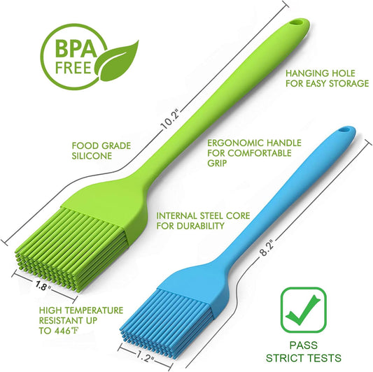 Silicone Basting Pastry Brush - Cooking Brush for Oil Sauce Butter Marinades, Food Brushes for BBQ Grill Kitchen Baking, Baster Brushes Baste Pastries Cakes Meat Desserts, Food Grade, Dishwasher Safe