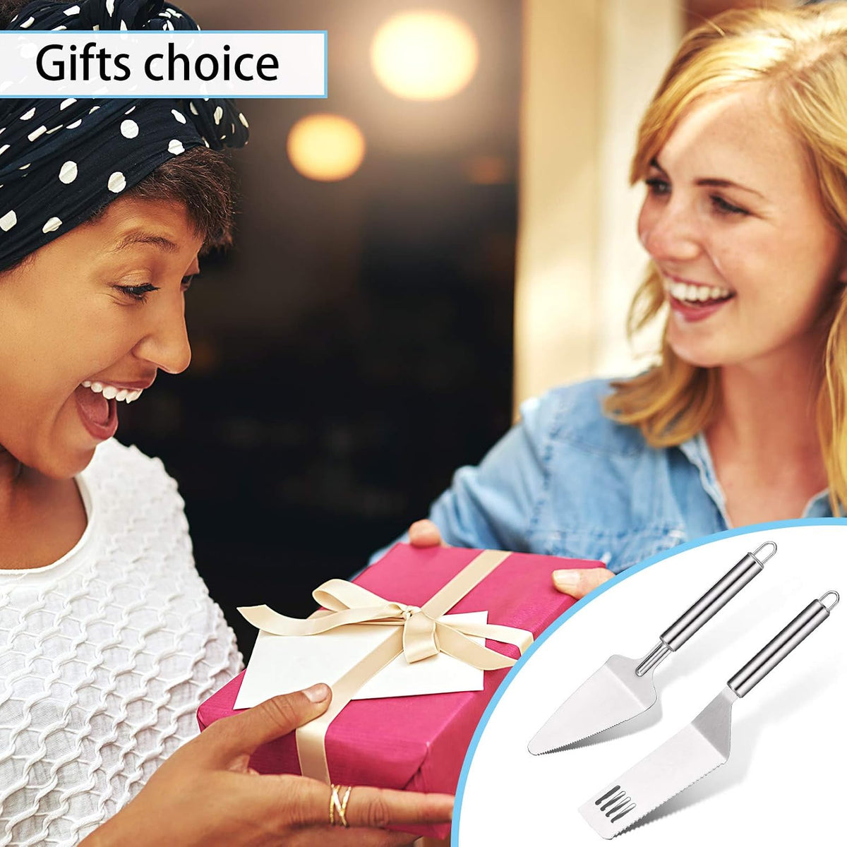 Patelai 2 Pcs Cake Server Set Knife Stainless Steel Pie Spatula