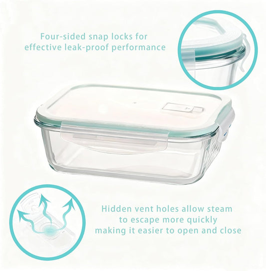 UFI Glass Food Storage Containers with Lids Airtight - 8 Pack - BPA-Free, Leak-Proof, Microwave & Freezer Safe Meal Prep Containers, Stackable Borosilicate Glass Containers for Kitchen Organization