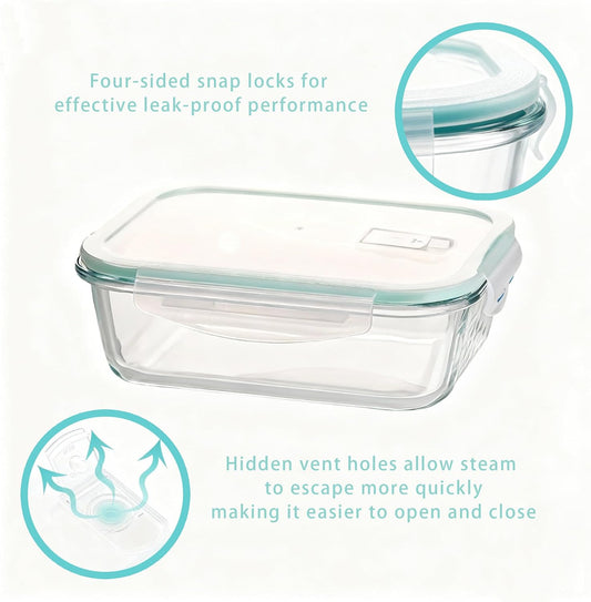UFI Glass Food Storage Containers with Lids Airtight - 8 Pack - BPA-Free, Leak-Proof, Microwave & Freezer Safe Meal Prep Containers, Stackable Borosilicate Glass Containers for Kitchen Organization