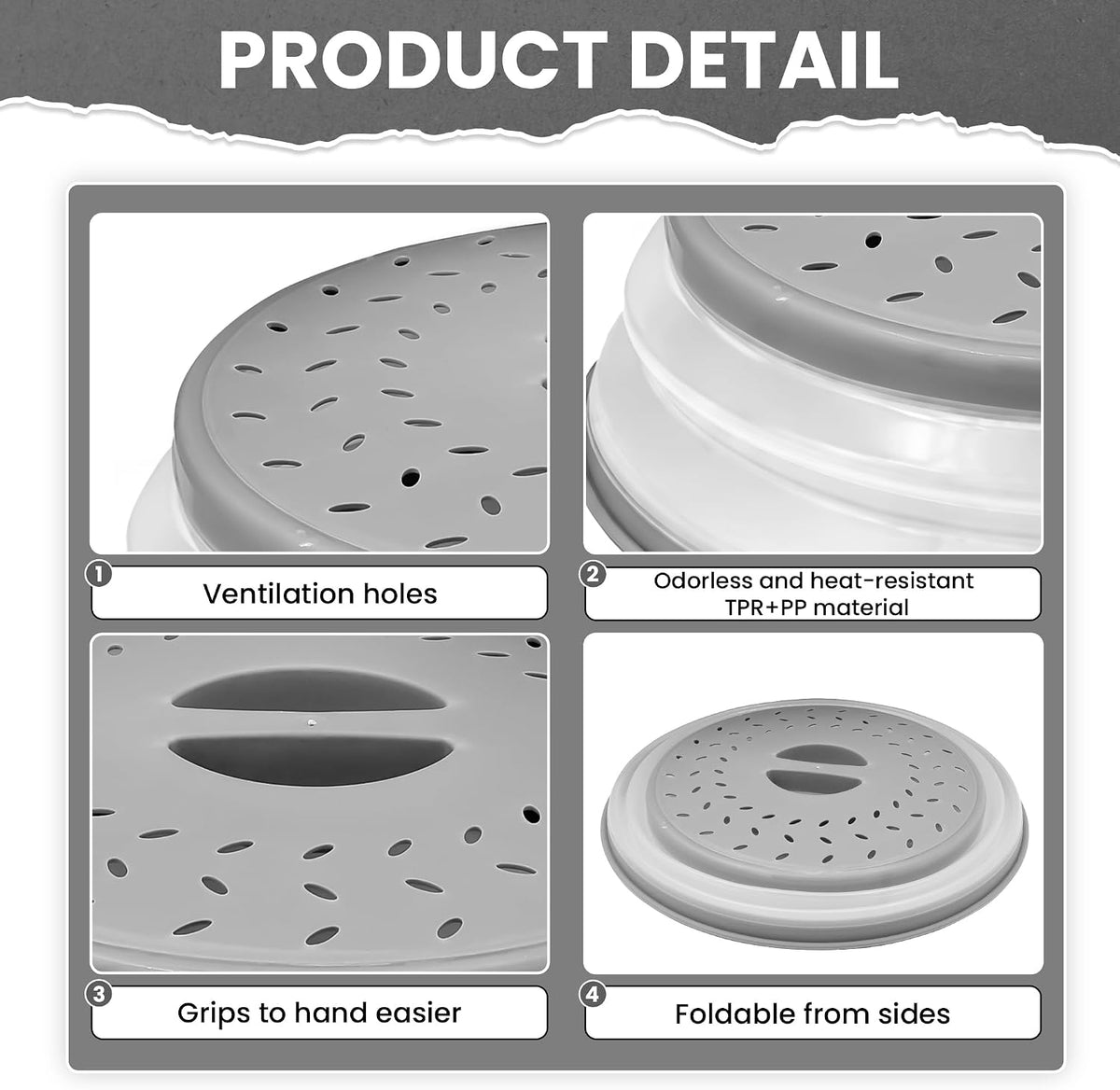 Collapsible Microwave Splatter Cover for Food, 10.5 Inch