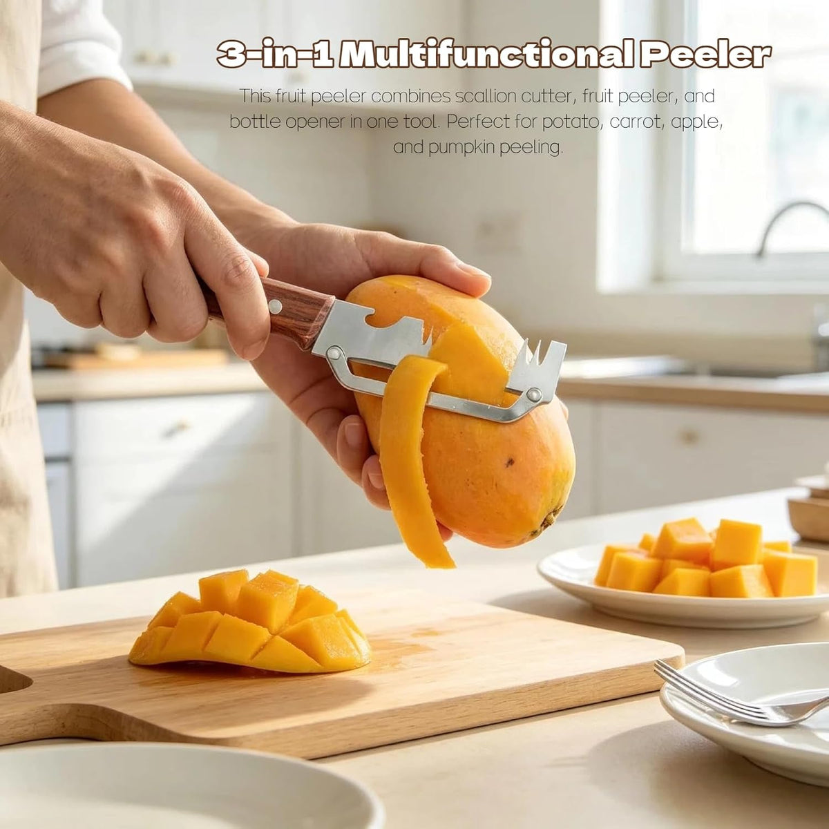 2PCS Vegetable Peeler with Bottle Opener and Green Onion Shredder