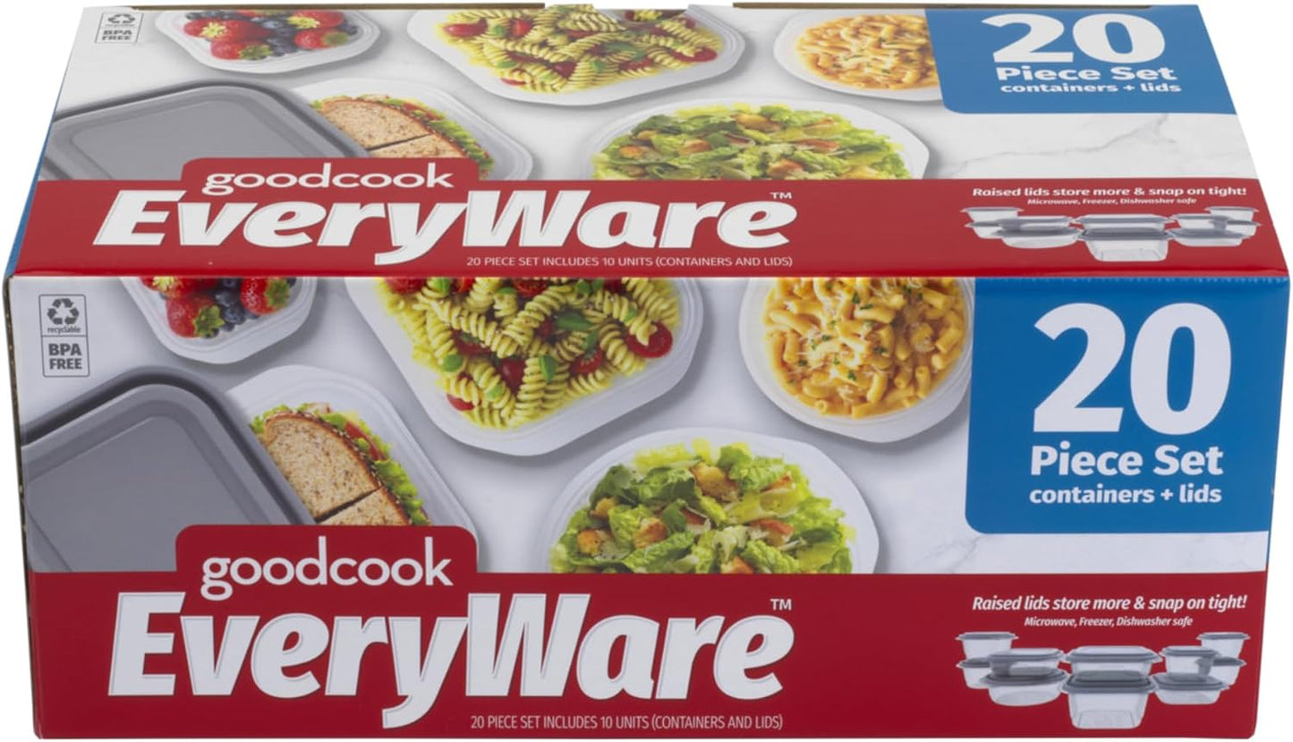 GoodCook EveryWare 20-Piece Boxed Food Storage Container Set with Lids, BPA Free