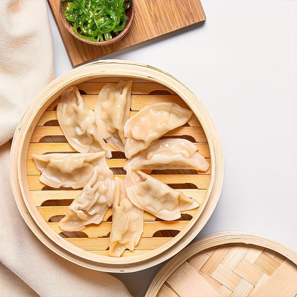 Bamboo Steamer Basket, 4" Two Tier