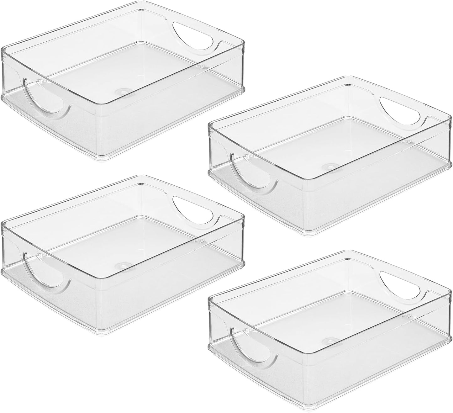 iDesign Plastic Stackable Pantry Bin - Storage Bin with Handles for Cabinets or Fridge - Set of 2 - Clear