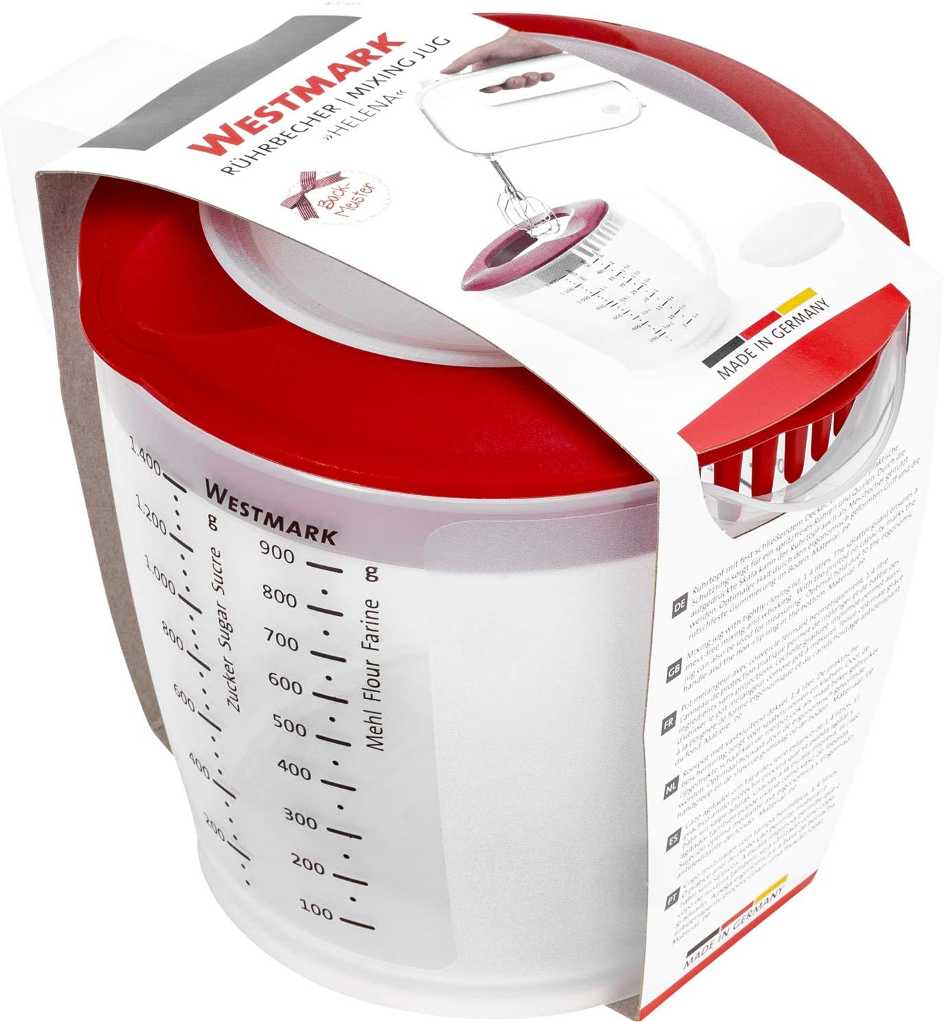 Westmark Multipurpose Measuring Cup and Mixing Pitcher with Splash Guard, 47-Ounce (Red)