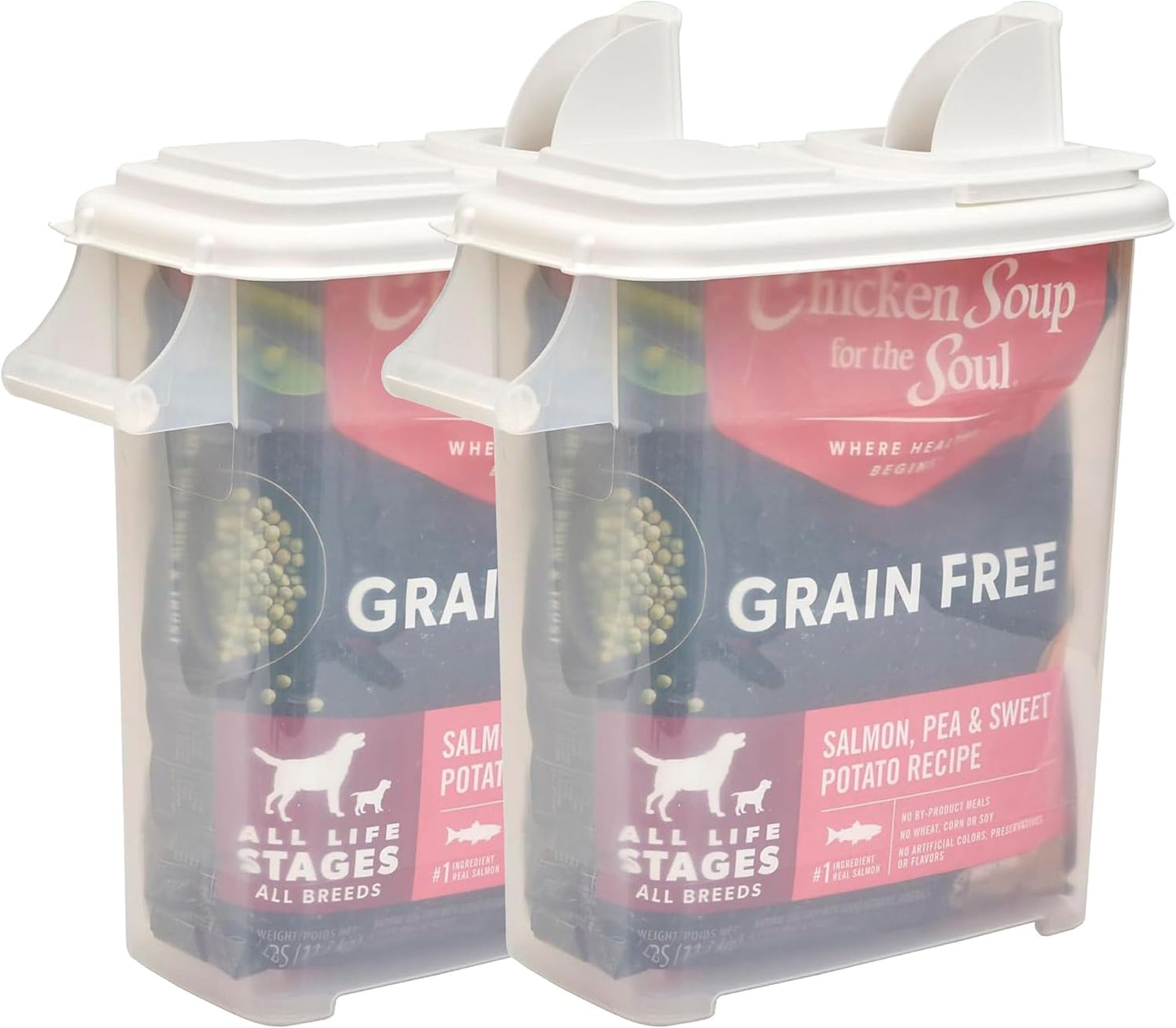 Buddeez Pet Food Storage Dispensers Plastic 4 Gallon - Airtight Flip Top for Freshness - Dry Dog Food, Cat Food or Bird Seed Plastic Containers (Set of 2)