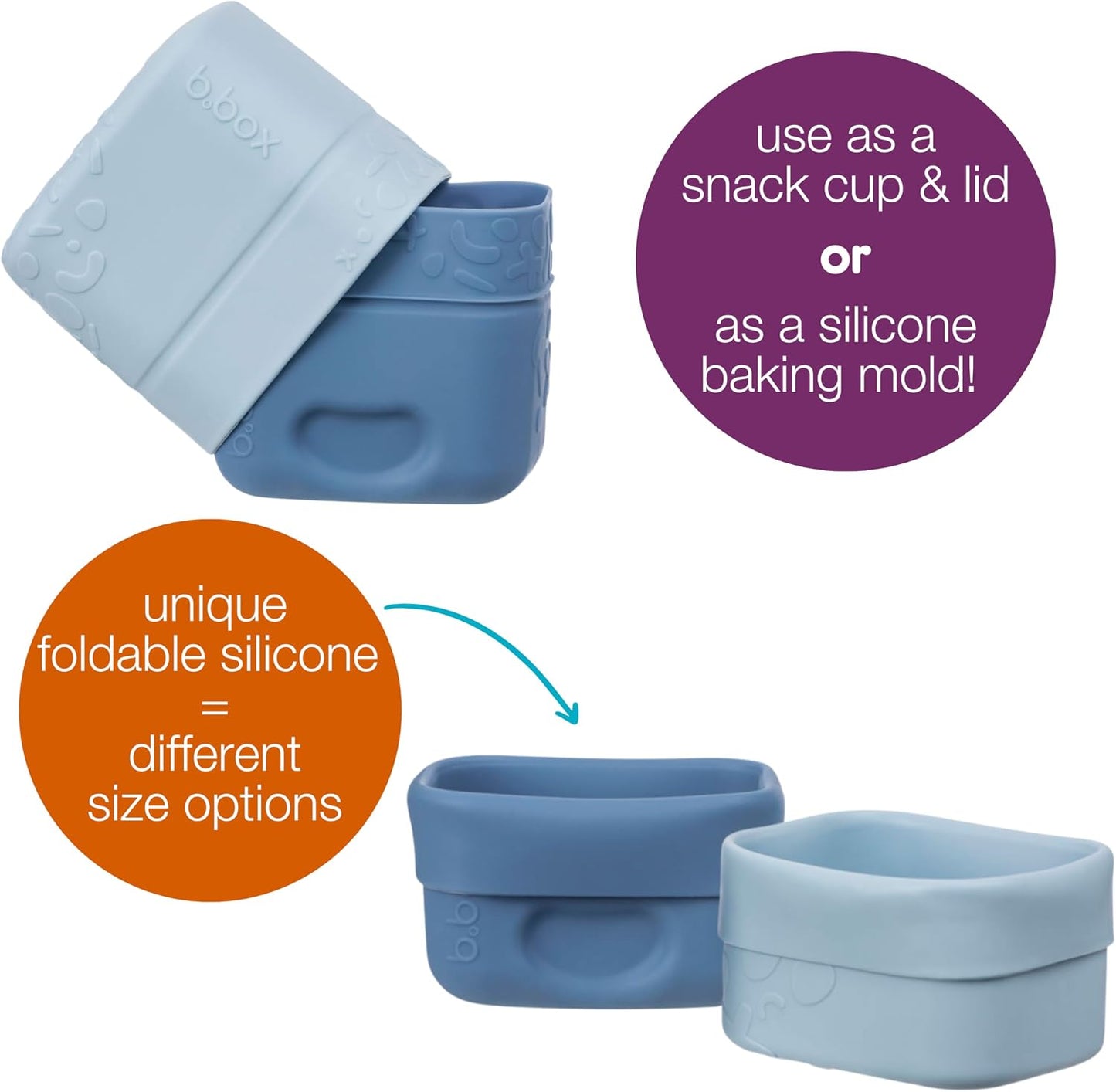 b.box Silicone Snack Cup (2-pack): Divider for Bento Box & Lunch Box, Ideal for Separating & Containing Foods, Dishwasher, Microwave, Oven and Freezer safe (Berry)