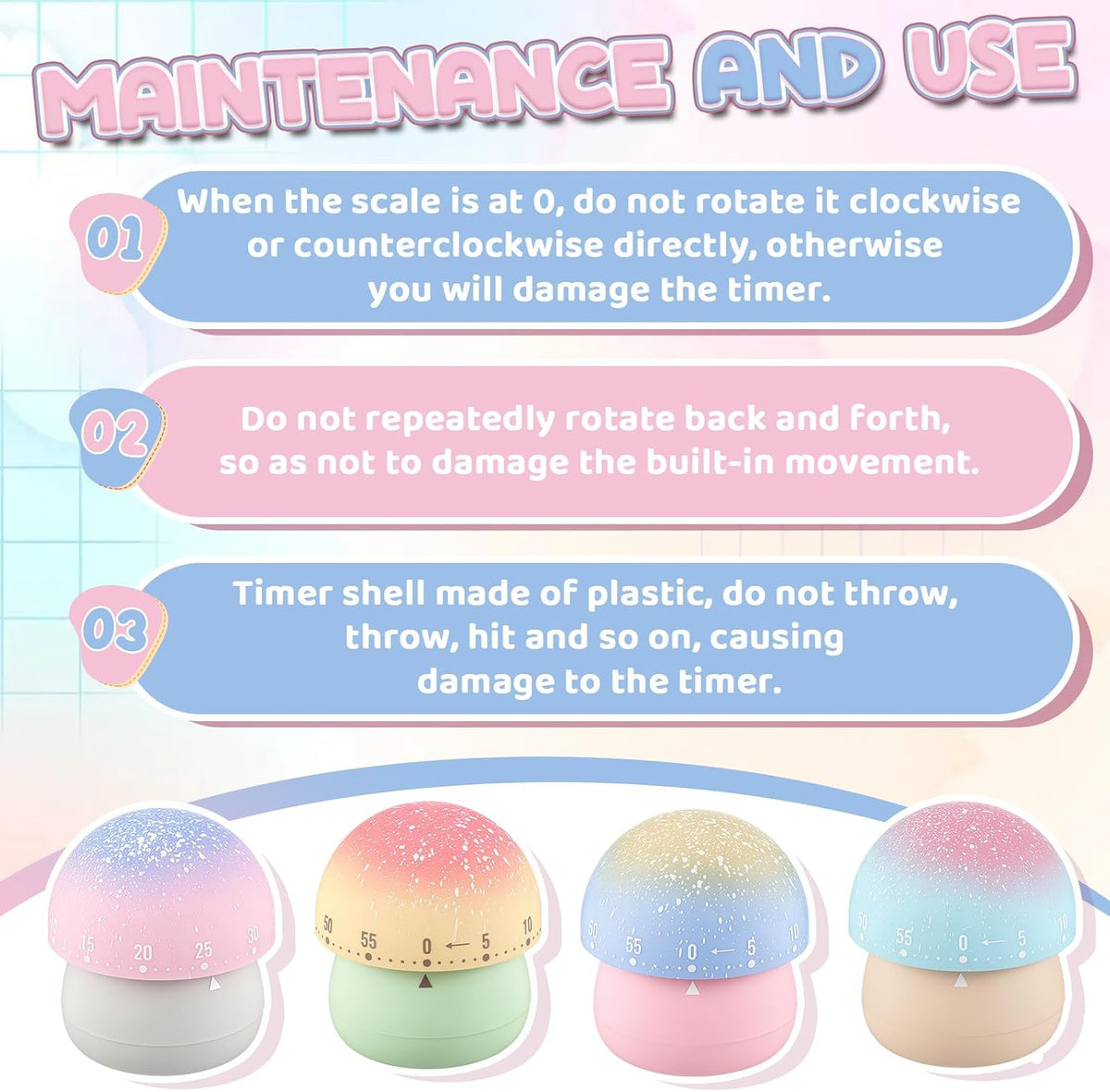 Amylove 4 Pcs Cute Mechanical Kitchen Timer Forest Animals 60 Minutes