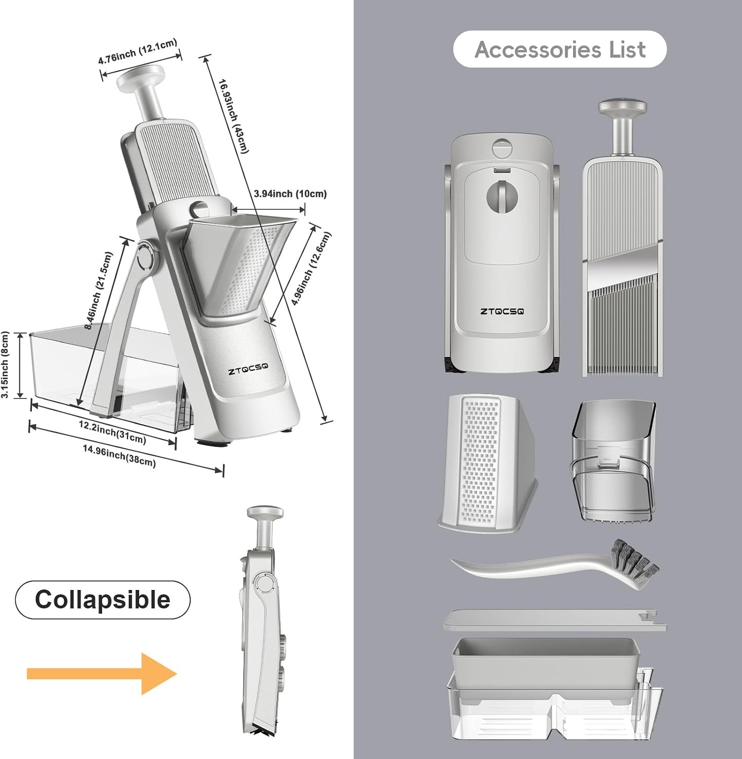 Safe Mandoline Slicer for Kitchen, Vegetable & Food Cutter, Easy to Clean
