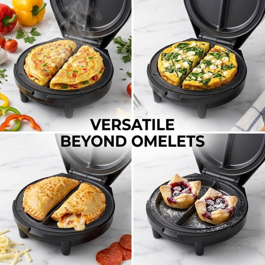 Dual-Zone Electric Omelette Maker,Omelette Maker Electric,1000w Rapid Double-Sided Egg Cooker With Non-Stick Plates,Anti-Silp Base Anti-Scald Handle Cool-Touch Handle for Home,Dorm&Travel