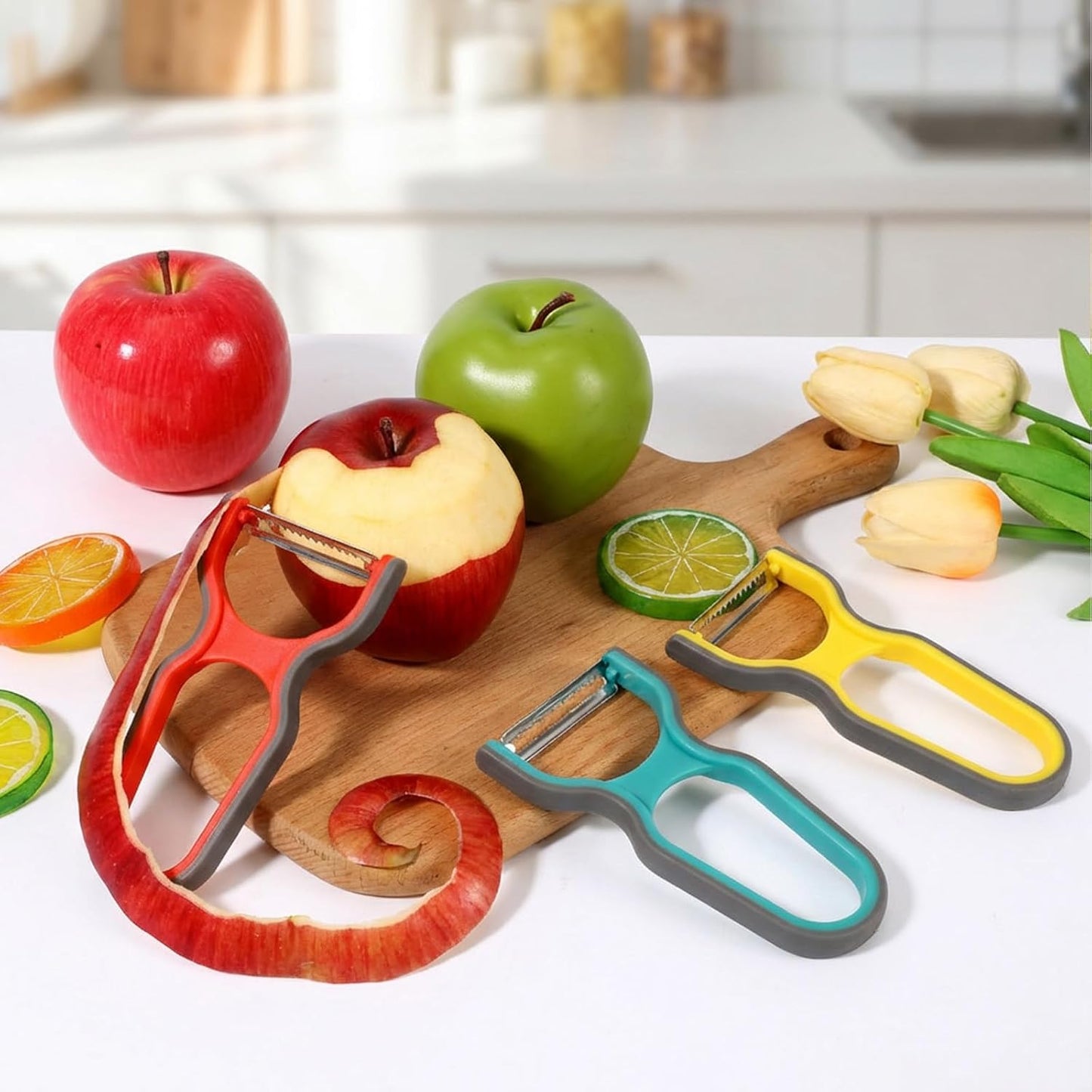 3 Pcs Peeler Set, Straight, Serrated, Julienne Peelers | Stainless Steel Blades Ergonomic Handles Peelerz For Fruits Vegetables