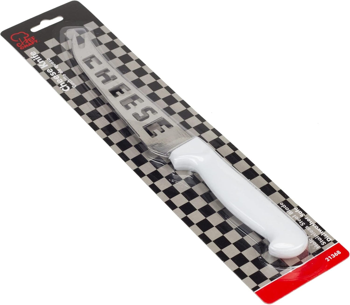 Chef Craft Classic Stainless Steel Blade Cheese Knife with Plastic Handle, 9.5 inch blade, White