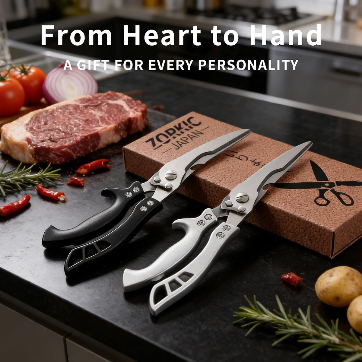 Kitchen Scissors Poultry Shears Heavy Duty Black, Dishwasher Safe Japan Kitchen Shear for Food Chicken Scissor, Fish, Meat Cutting Scissors Cooking Shears Gifts for Men Women