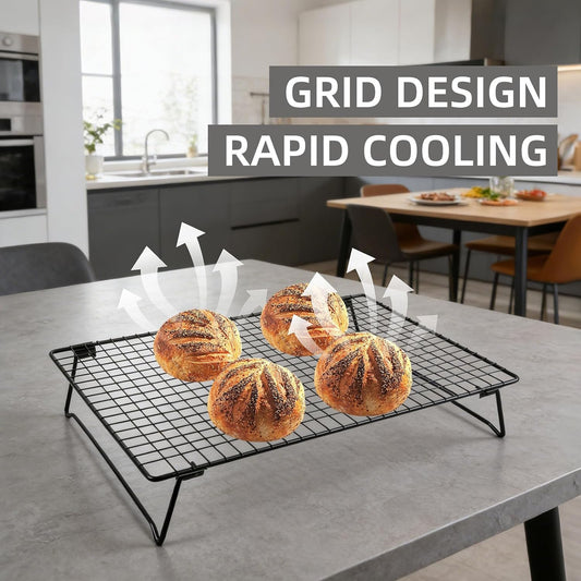 Sourdough Cooling Rack, Heavy Duty Cooling Rack for Sourdough, 17×11×3 Inch Elevated Design, Black,Gifts for Baking Must Haves,1 PCS