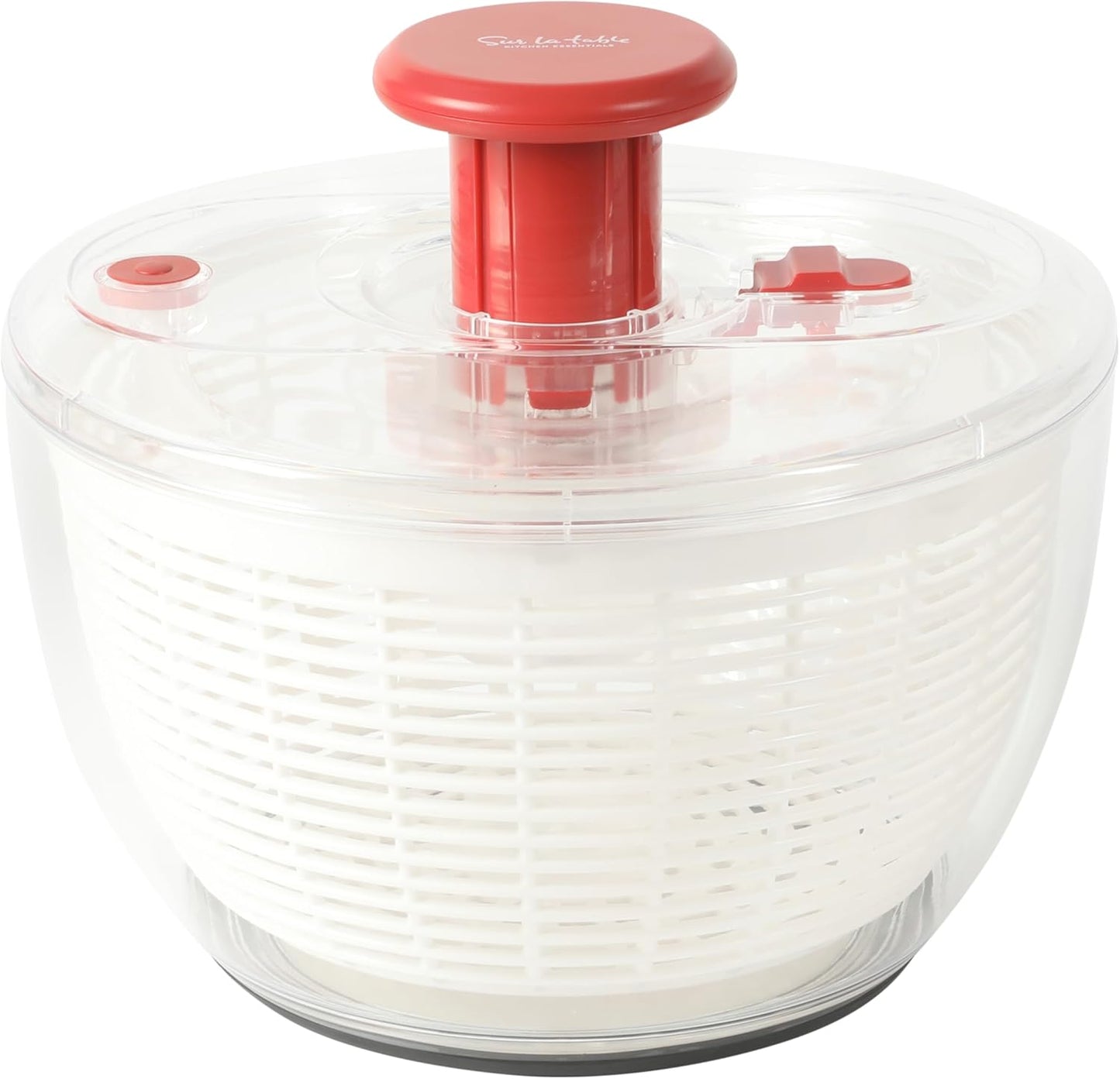 Sur La Table Kitchen Essential 6.3 Qt Salad Spinner, Fruit Wahser, Fruit Washing Bowl with Strainer, Vegertable Cleaner, Salad Cleaner, Lettuce Washer - Juniper Green
