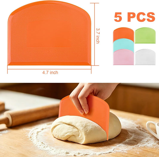 Flexible Dough Scraper & Cutter Set, 5-Piece Bench & Bowl Scrapers