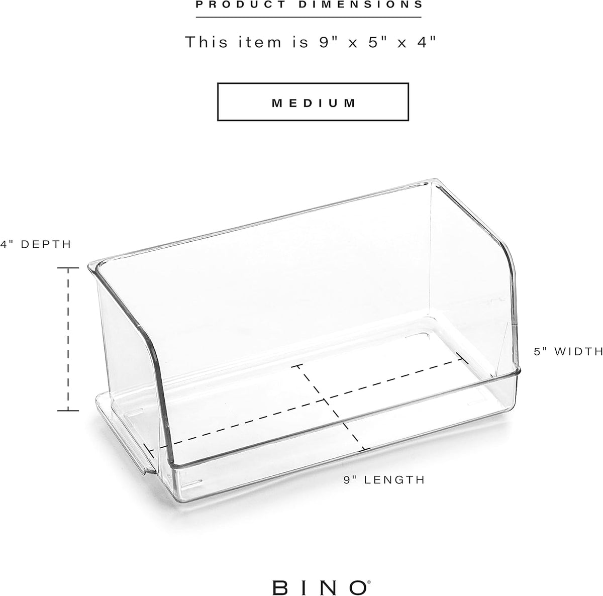 BINO | Stackable Plastic Storage Bins, Large | THE MYRIAD COLLECTION | Multipurpose Bins | Pantry Organizers And Storage | Home Organization Containers | Clear Plastic Fridge Bin | Freezer Organizer