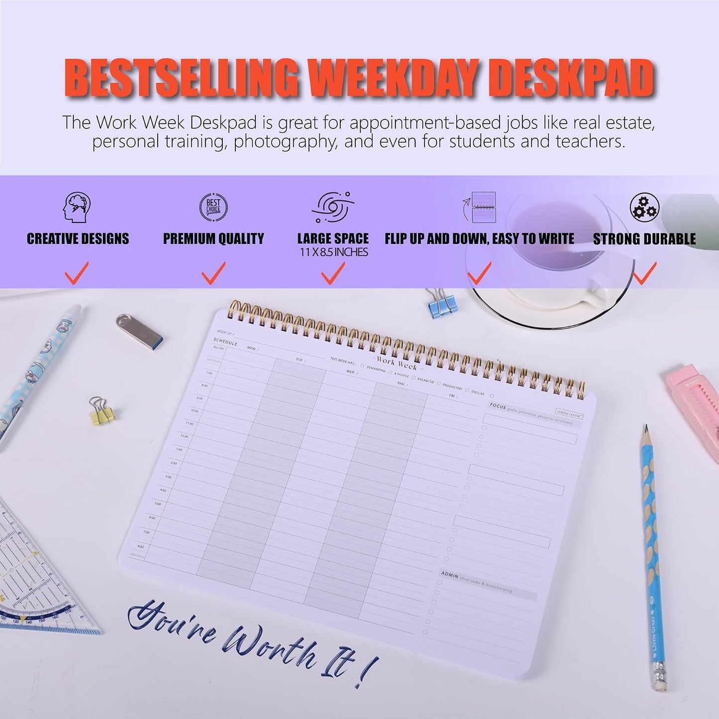 Weekly Meal Planner with Recipes and Grocery List Magnetic Notepad For Fridge - 8.5x11'' Menu Planning Pad With 54 Sheets Tear Off Shopping List For Family Dinner Menu and Meal Prep Planning