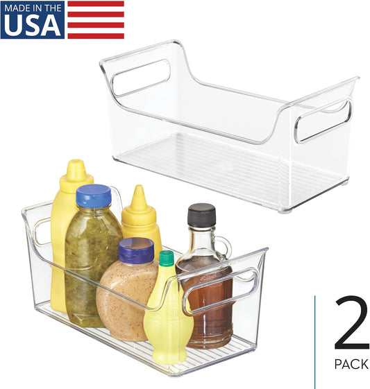 iDesign Plastic Condiment Organizer with Handles, Set of 2, Clear | For Fridge, Made in USA