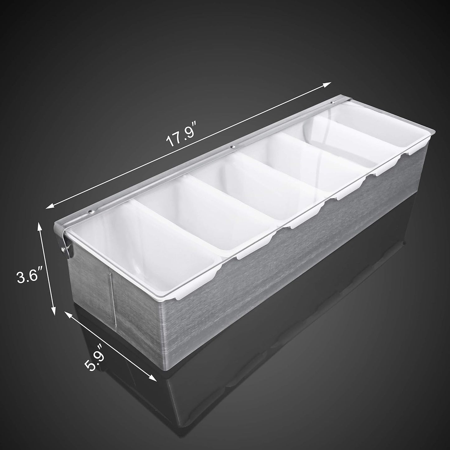 New Star Foodservice 48025 Stainless Steel Condiment Dispenser with 4 Compartments (NO ICE Tray Included)
