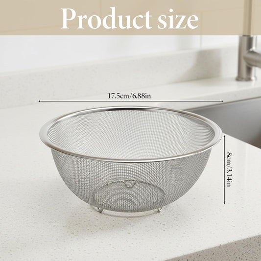 Stainless Steel Rice Washing Sieve Strainer Fine 7inch Washing Bowl Sieve Sifters Kitchen Mesh Net Basket Drainer for Pasta, Rice, Fruit,Vegetable,1PC
