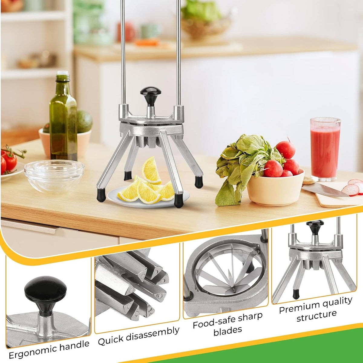4-in-1 Commercial French Fry Cutter, 4-Blade Vegetable Chopper
