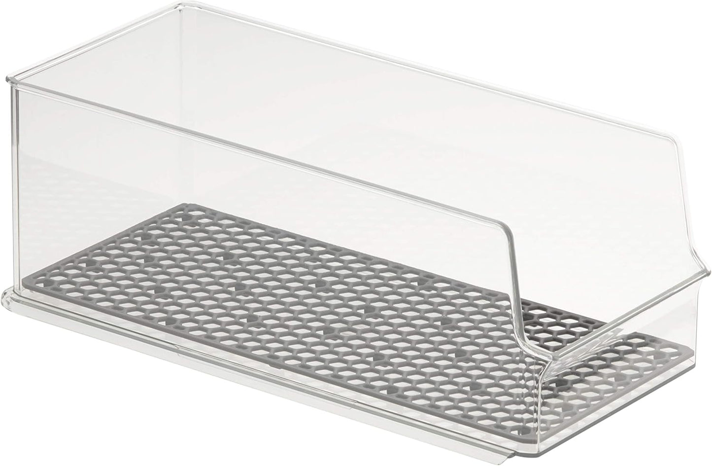 Spectrum Hexa in-Fridge Bin, Tall Holder Dispenser Rack for Storage and Organization, Holds Drink Cans, Meats, Produce, and More, Clear