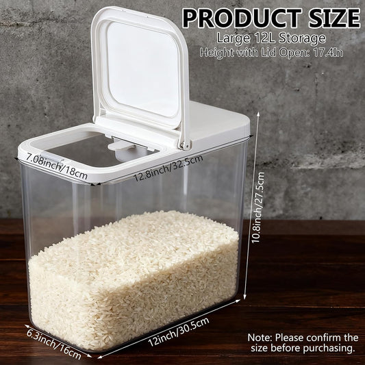 20-25 lbs Rice Dispenser with Measuring Spoon 11.4Qt/12L Large Airtight Food Storage Rice Container Tall and Narrow Food Storage Flour Bin Slim Space-Saving for Kitchen Pantry Organization
