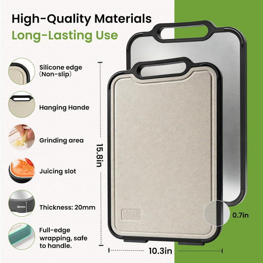 Titanium Cutting Board, Double Sided Pure Titanium Chopping Board, 16”×10”